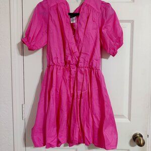 Pink  Strapless Bubble Hem Minidress